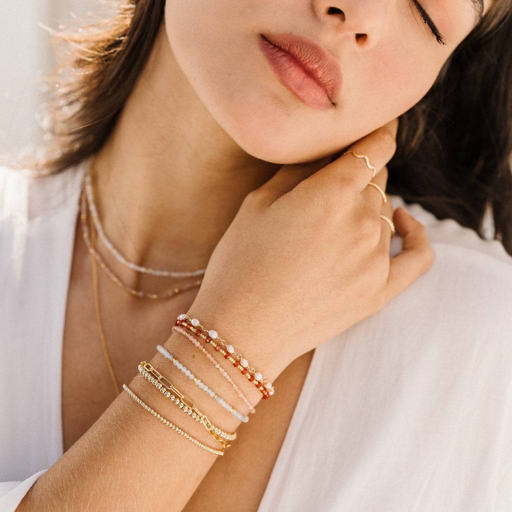 Red Agate Bead Bracelet