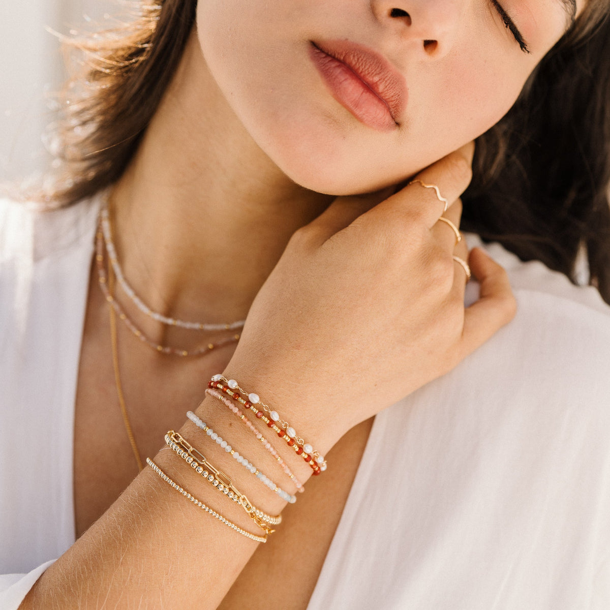Red Agate Bead Bracelet