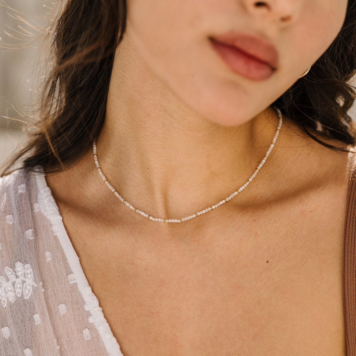 Moonstone Bead Necklace