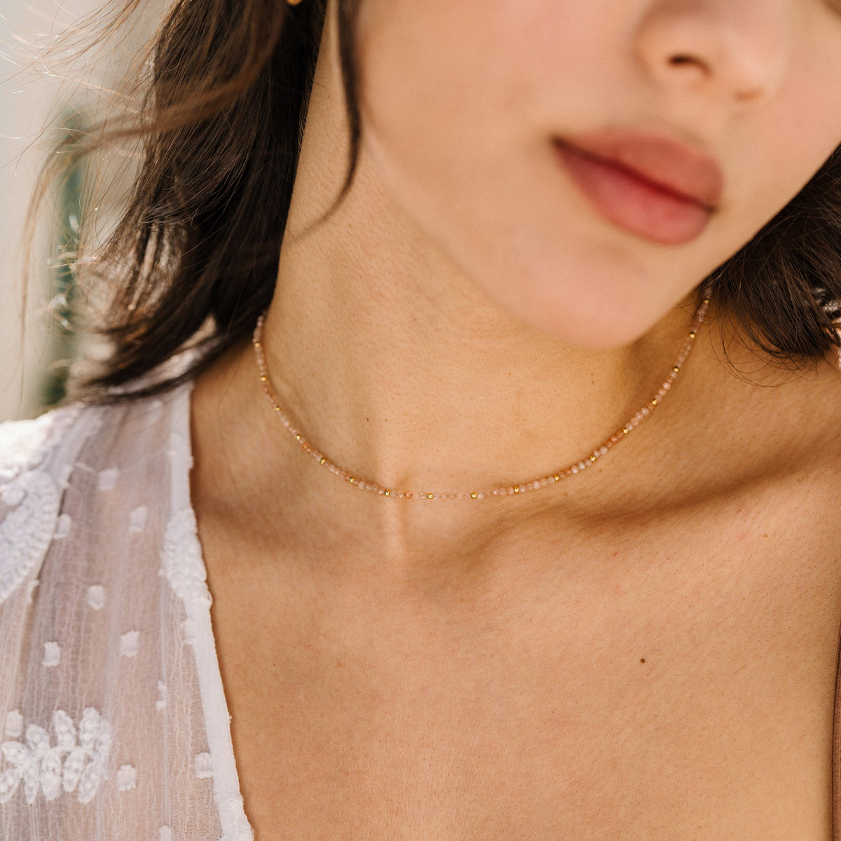 Sunstone Bead Necklace