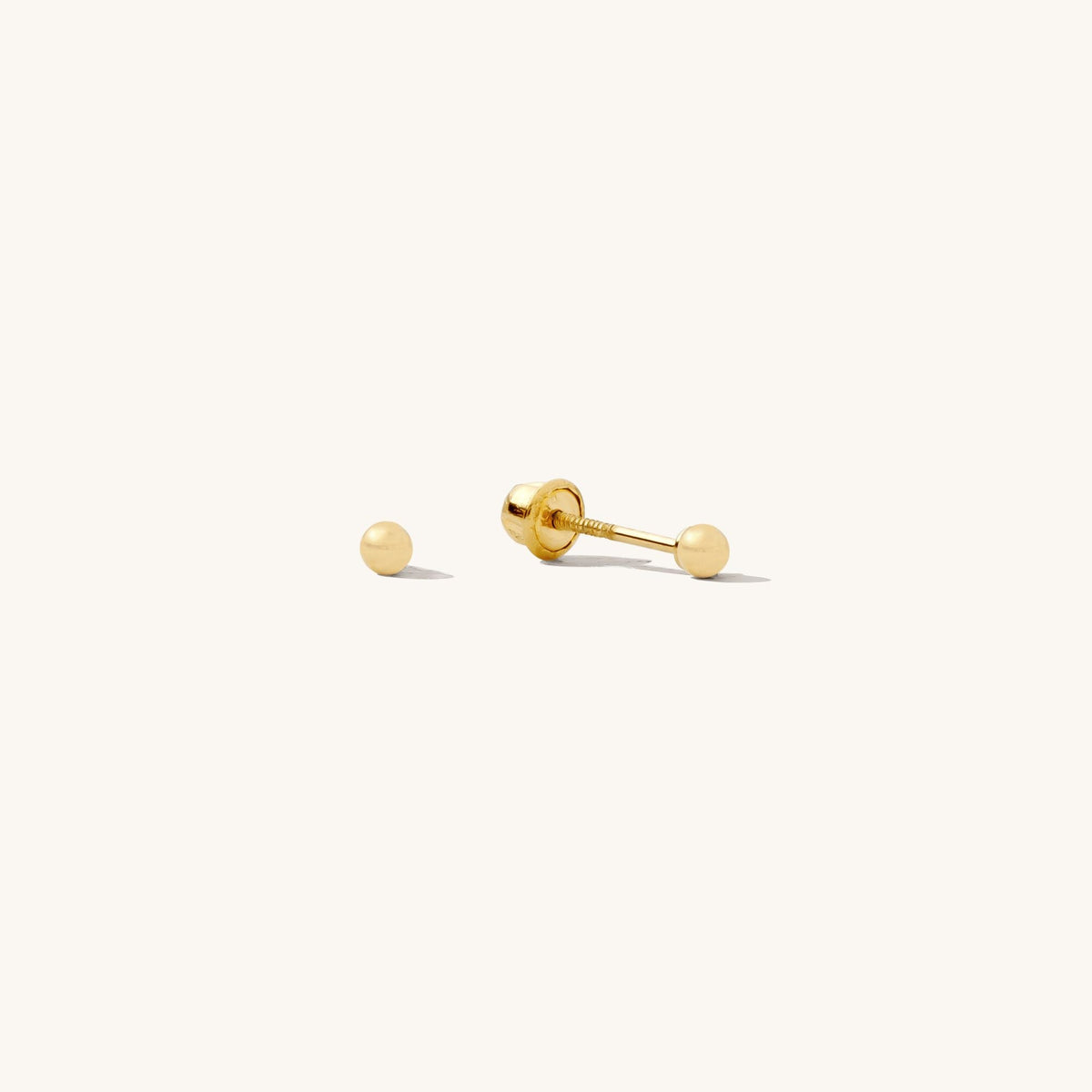 Tiny Ball Screwback Stud Earrings - 14k Solid Gold