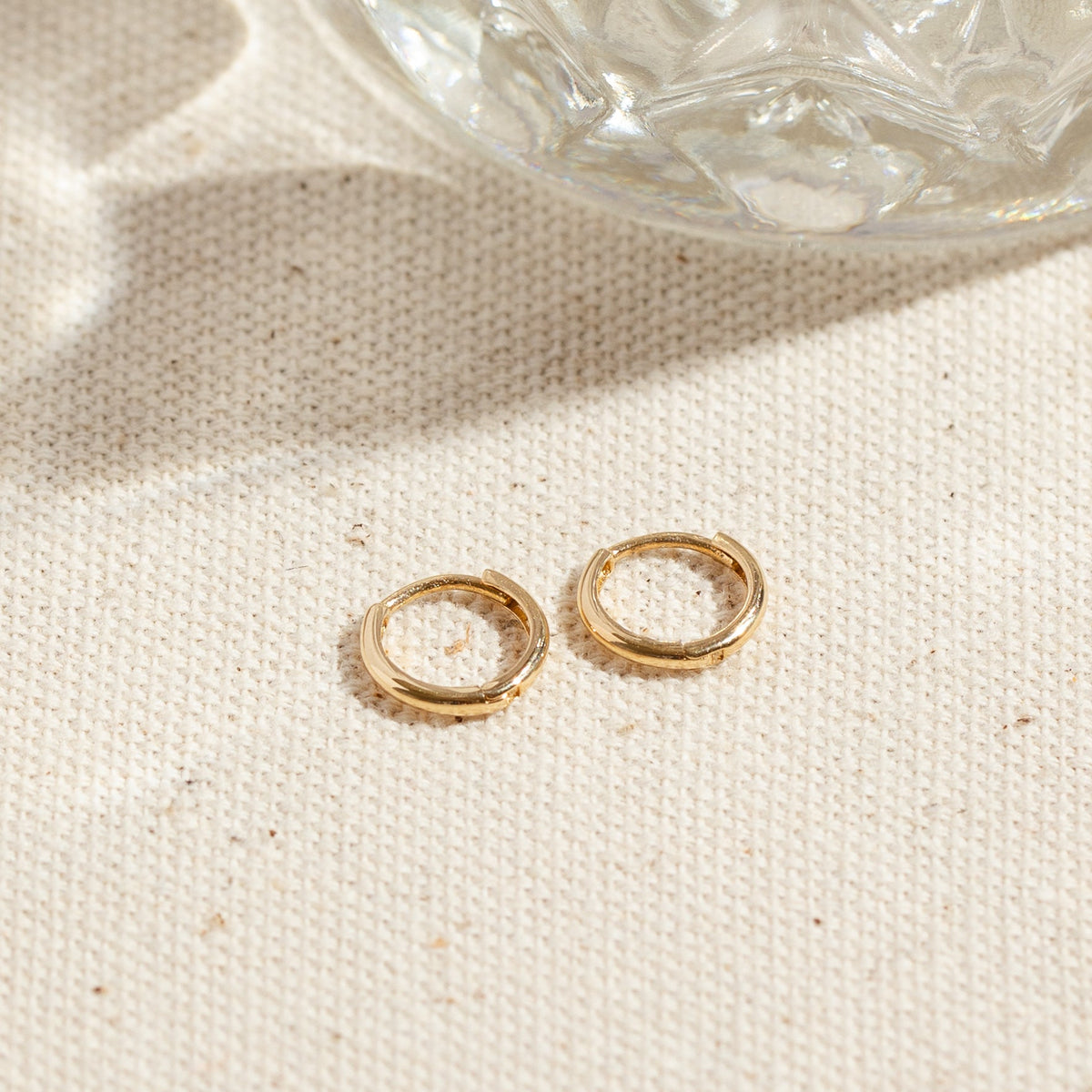 Tiny Huggie Hoop Earrings - 14k Solid Gold