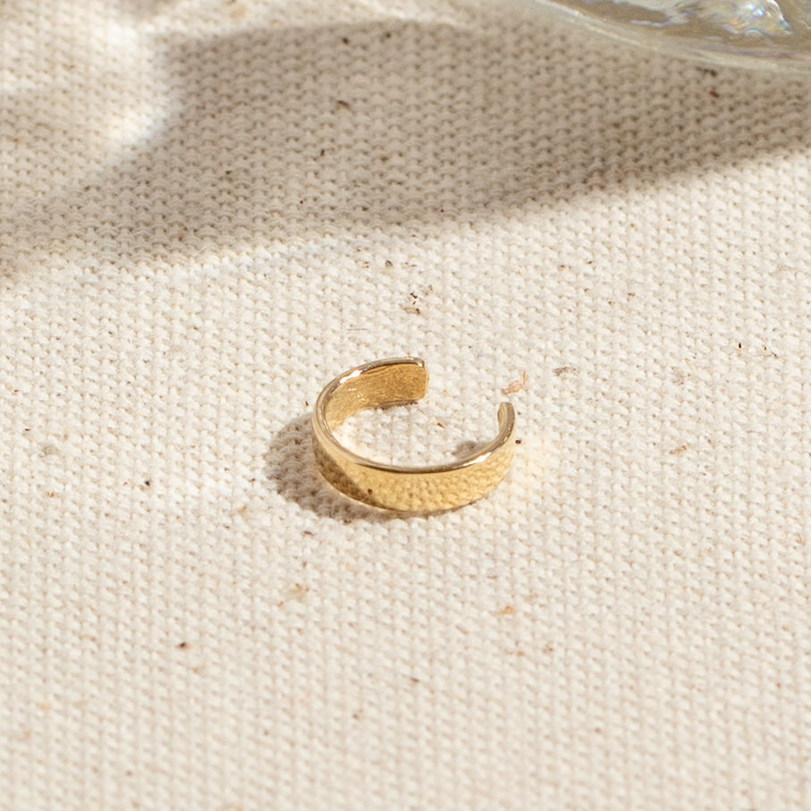 Dainty Flat Ear Cuff - 14k Solid Gold