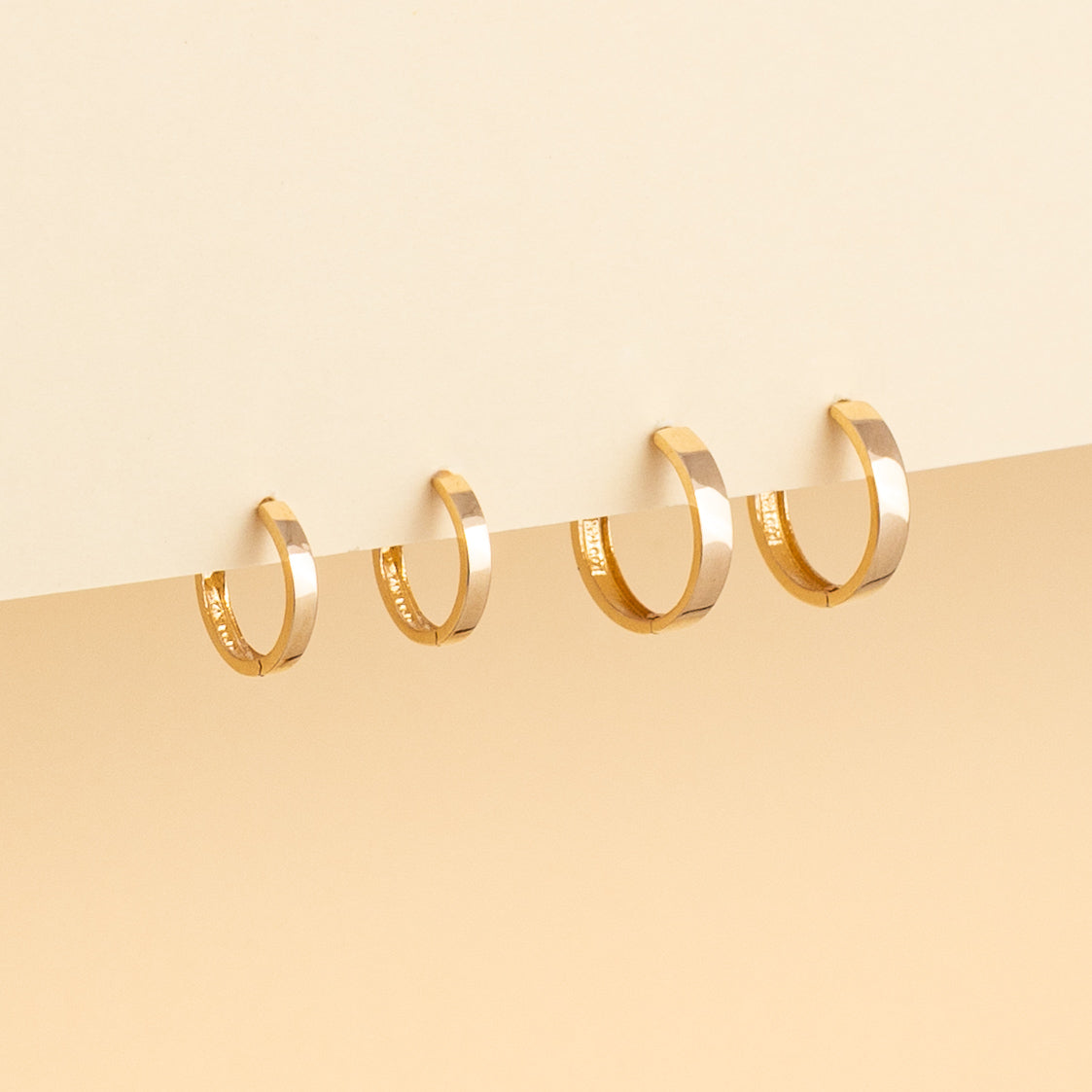 Modern Huggie Hoop Earrings - 14k Solid Gold