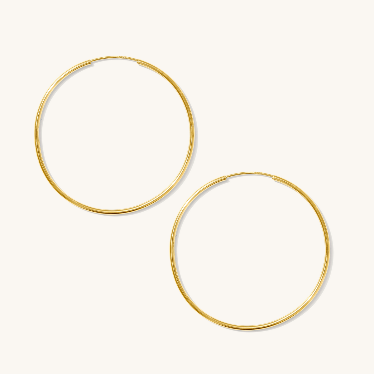 Thin Hoop Earrings - 14k Solid Gold