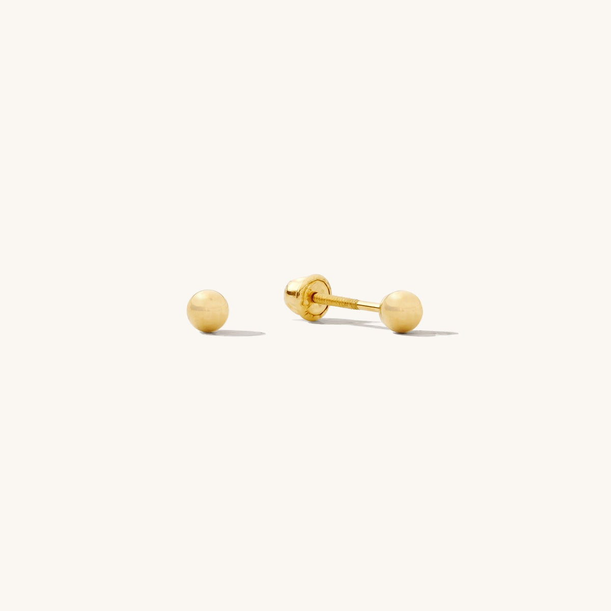 Tiny Ball Screwback Stud Earrings - 14k Solid Gold