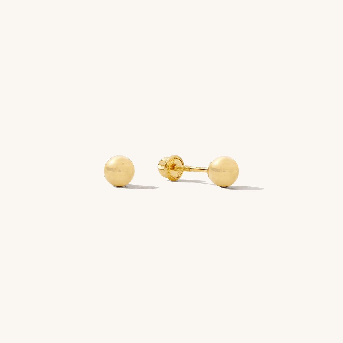 Tiny Ball Screwback Stud Earrings - 14k Solid Gold