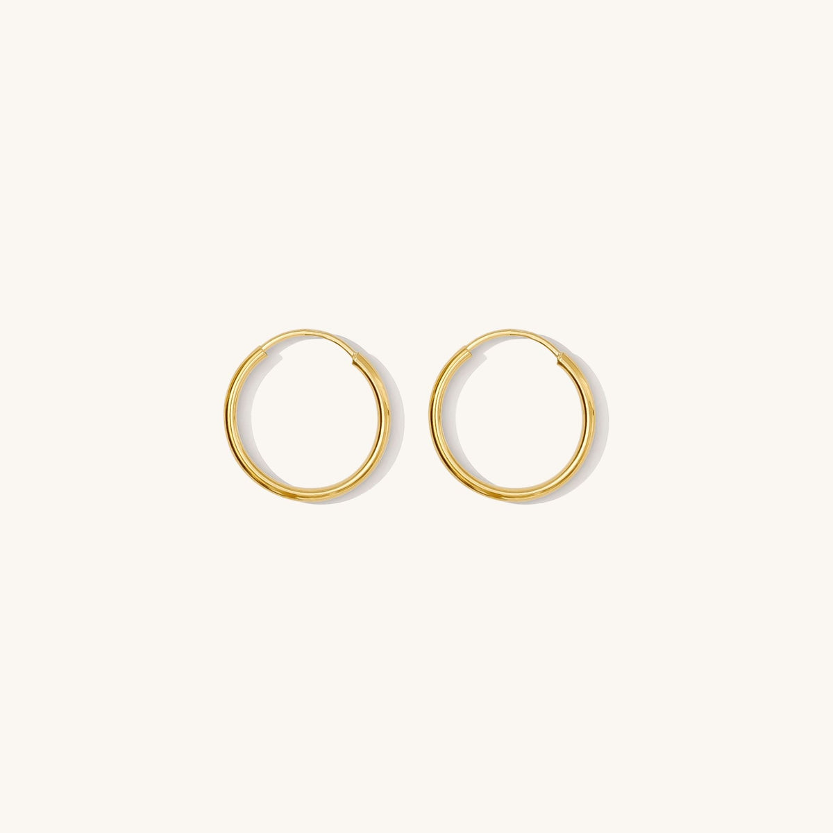 Thin Hoop Earrings - 14k Solid Gold