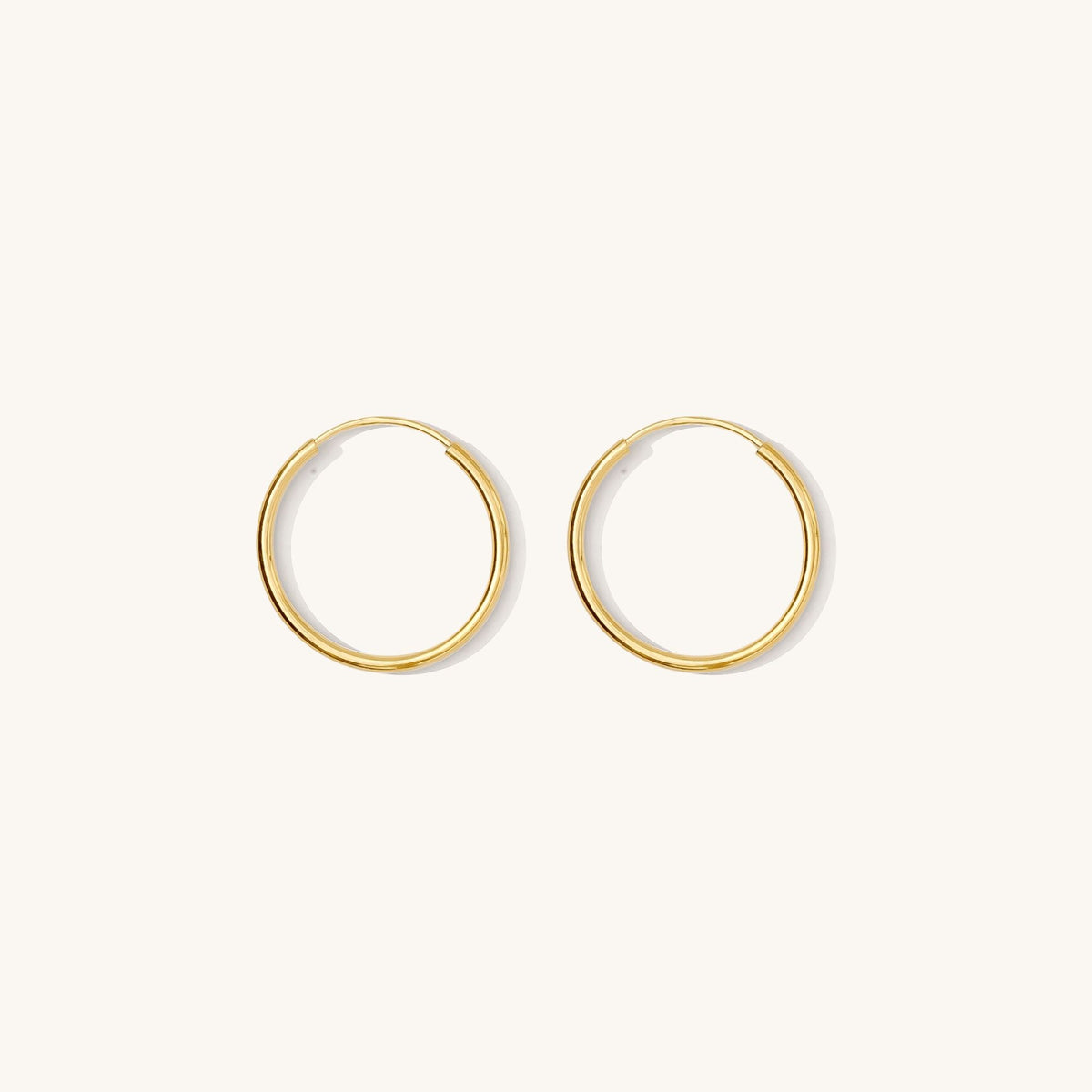 Thin Hoop Earrings - 14k Solid Gold