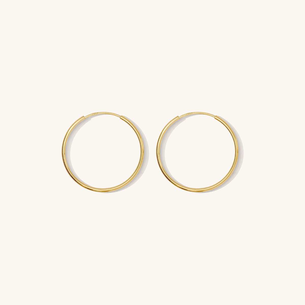 Thin Hoop Earrings - 14k Solid Gold