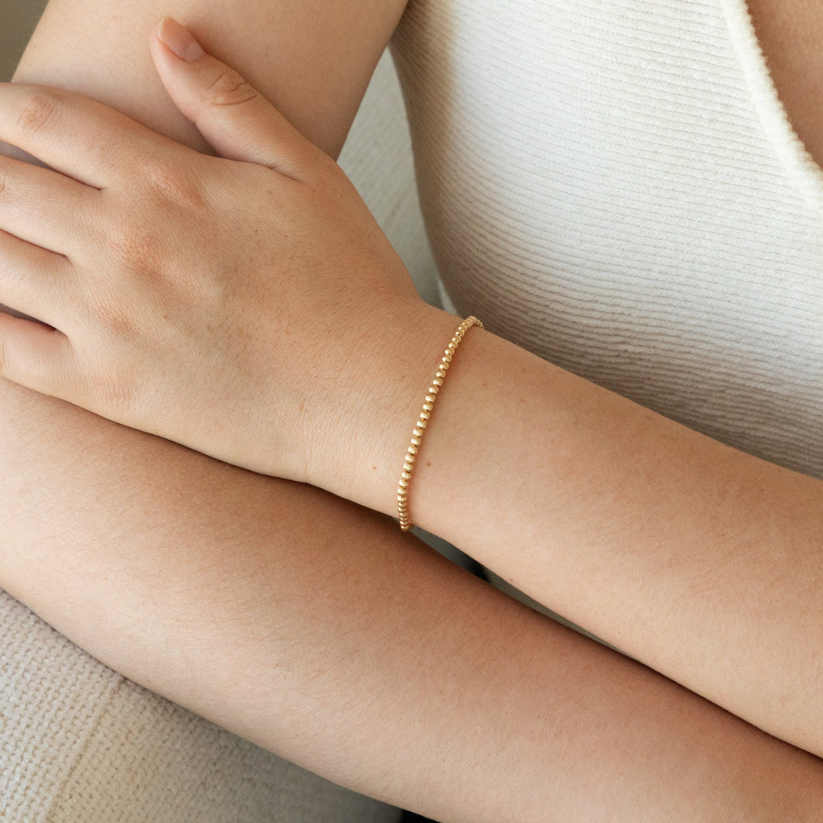 Ribbed Stretch Bead Bracelet