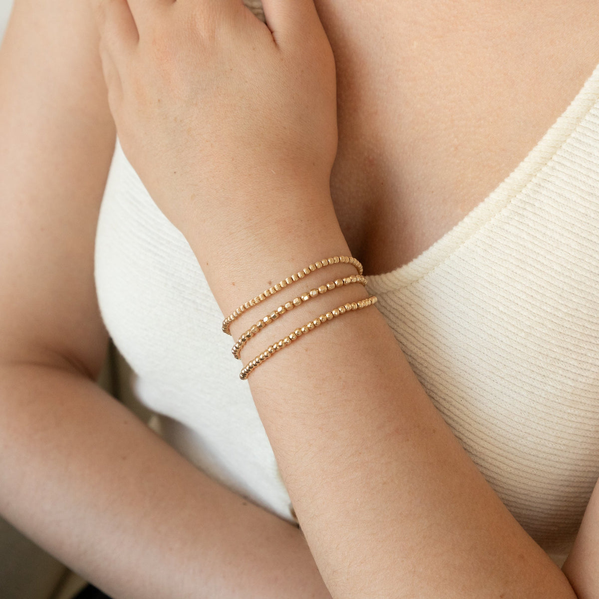 Ribbed Stretch Bead Bracelet
