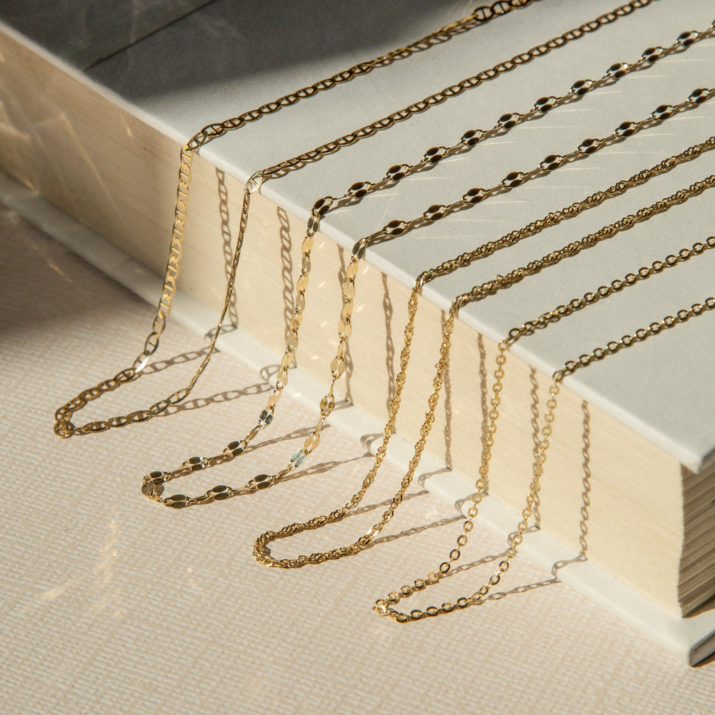Dainty Cable Chain Necklace - 14k Solid Gold
