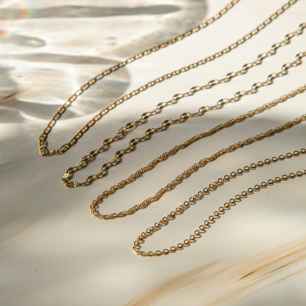 Dainty Cable Chain Necklace - 14k Solid Gold