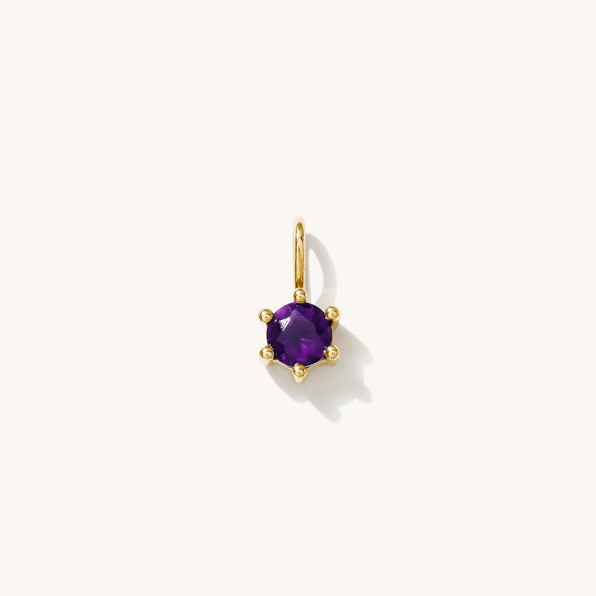 Amethyst Charm (February Birthstone) - 14k Solid Gold