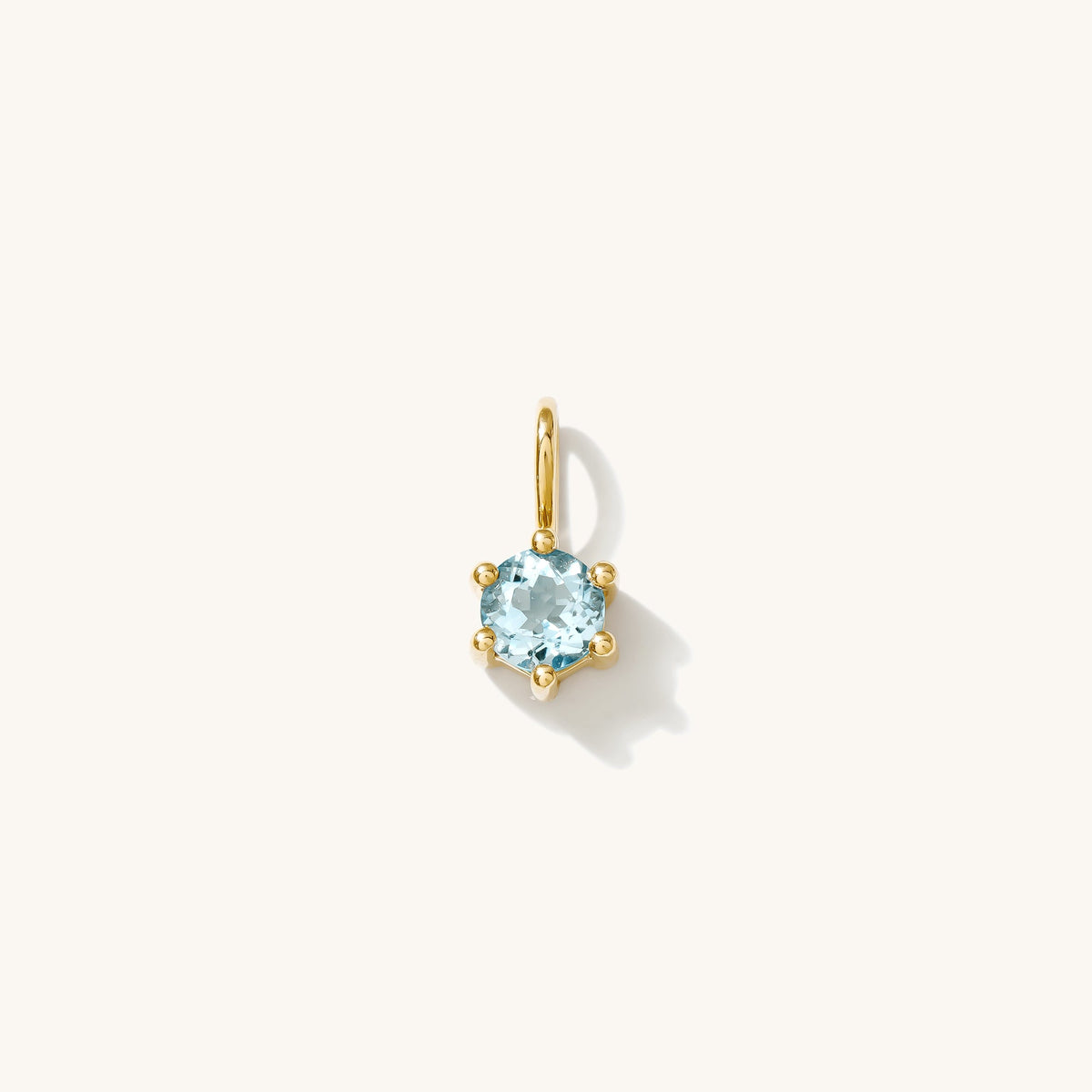 Aquamarine Charm (March Birthstone) - 14k Solid Gold