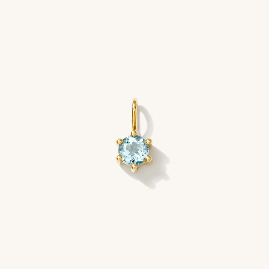 Aquamarine Charm (March Birthstone) - 14k Solid Gold