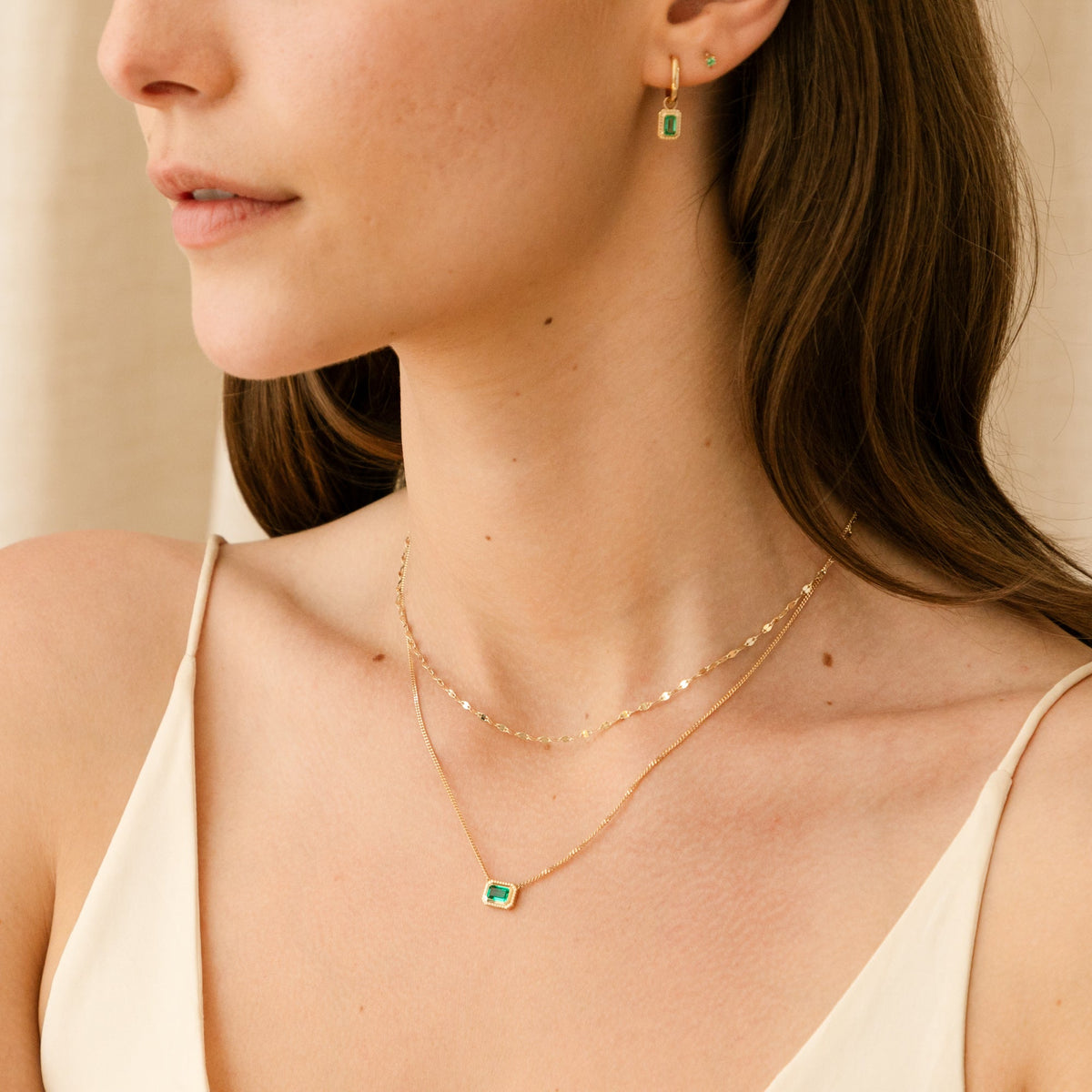 Ribbed Emerald Necklace