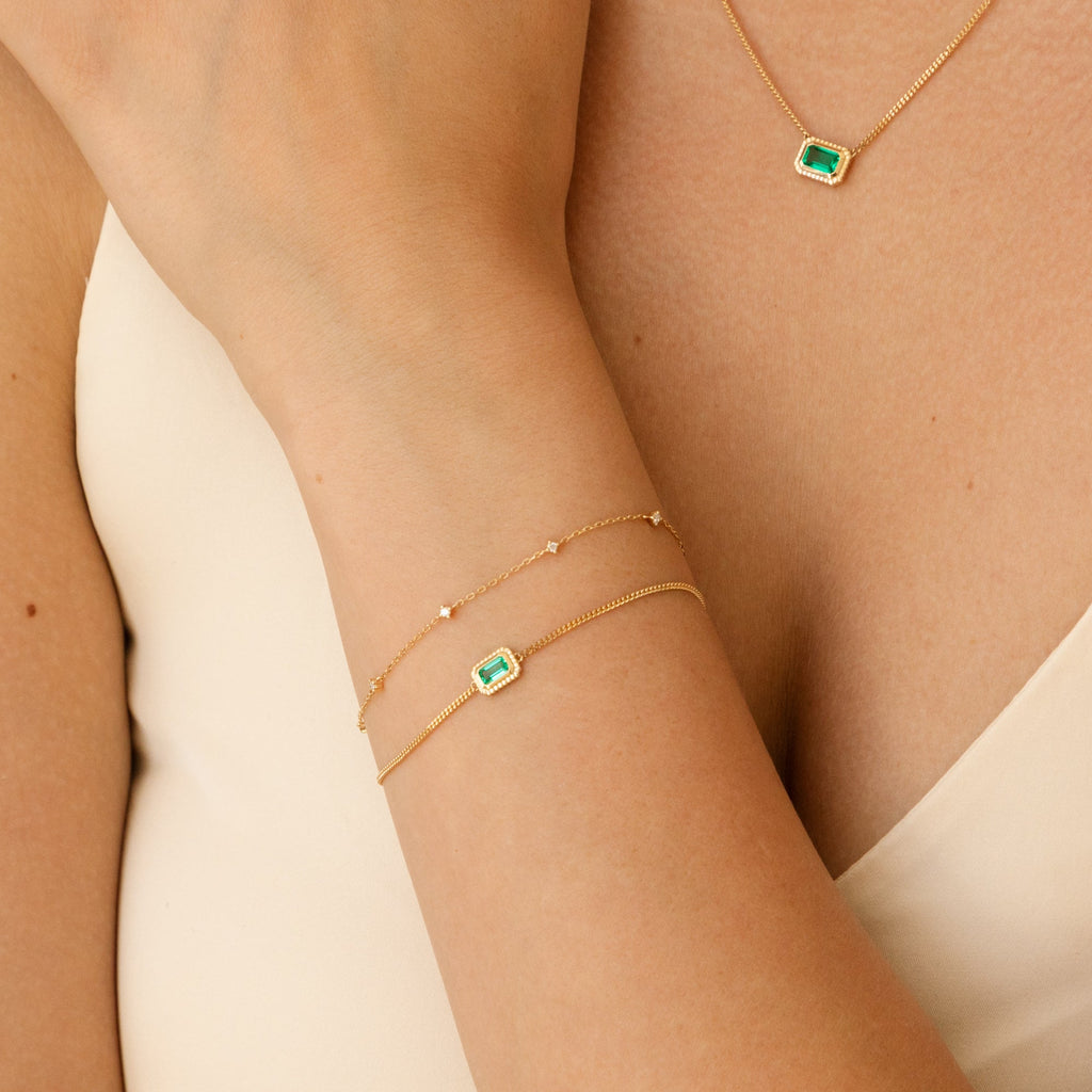Dainty Diamond Station Bracelet - Reversible