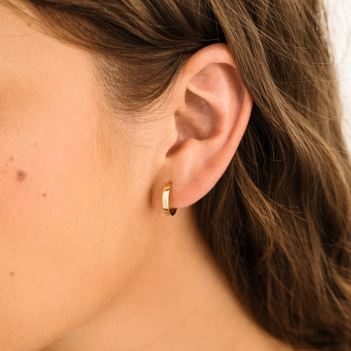 Modern Huggie Hoop Earrings - 14k Solid Gold