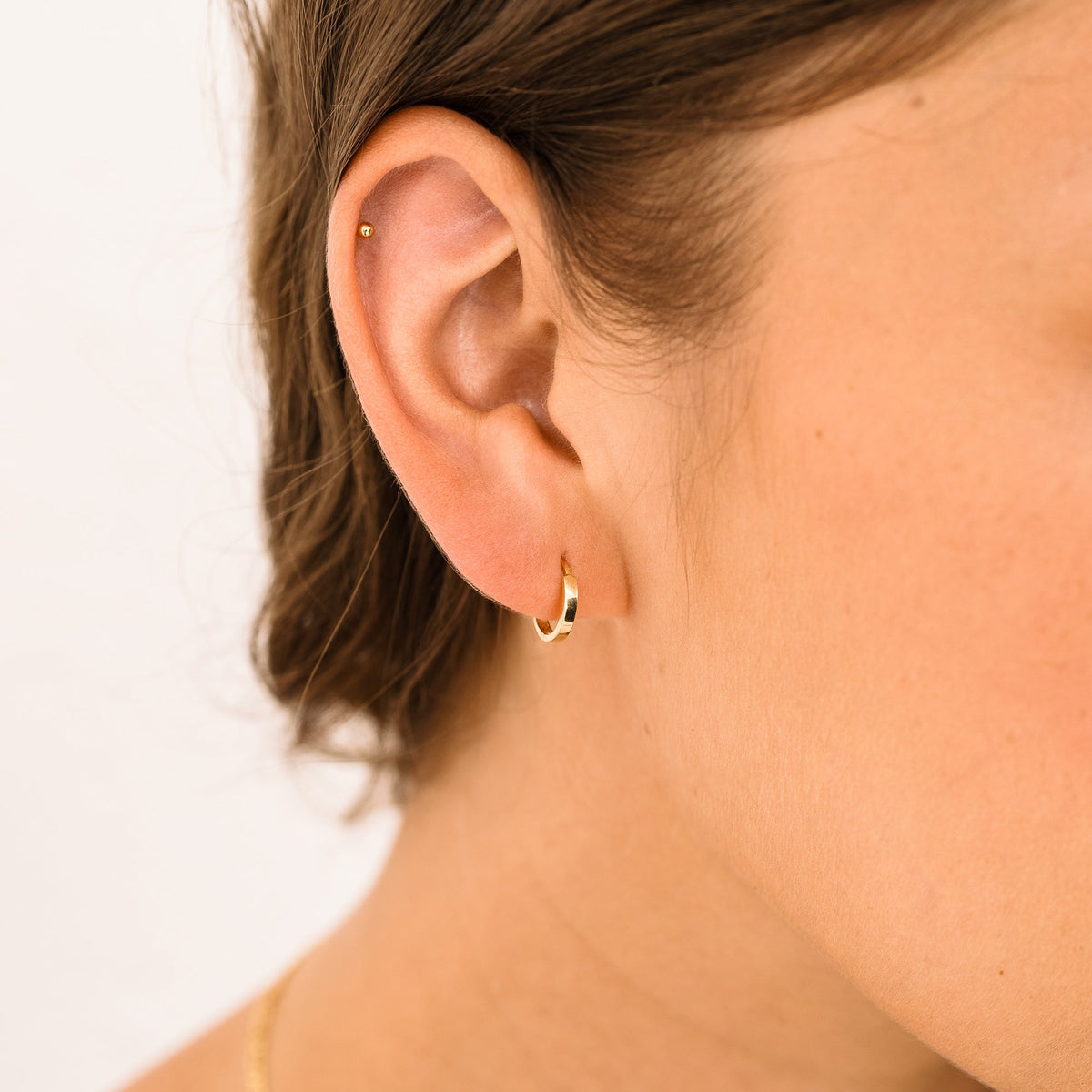 Modern Huggie Hoop Earrings - 14k Solid Gold