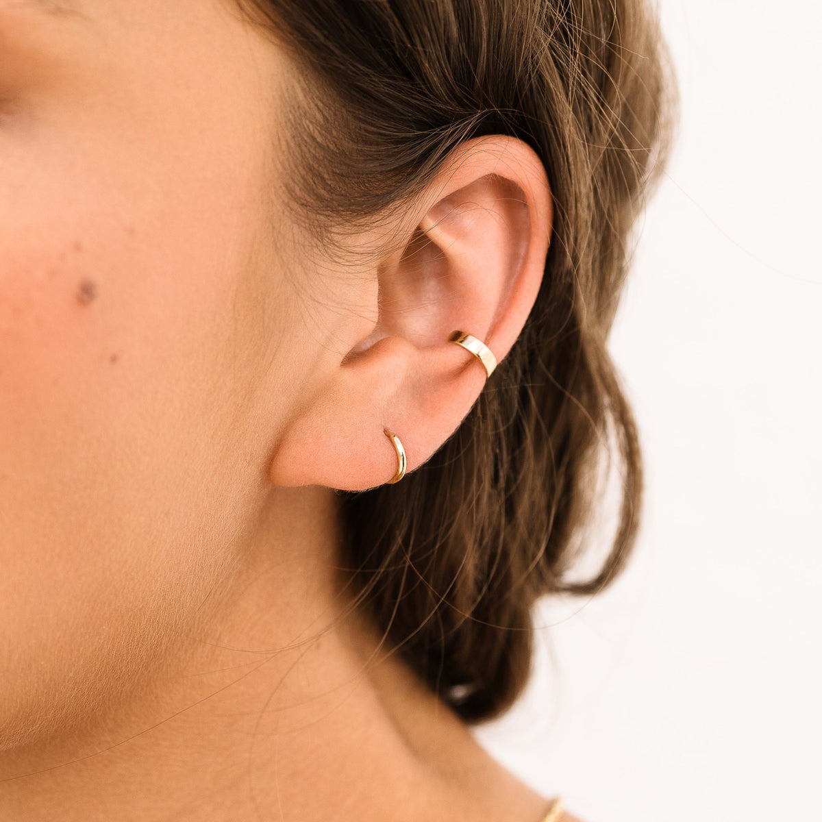 Dainty Flat Ear Cuff - 14k Solid Gold