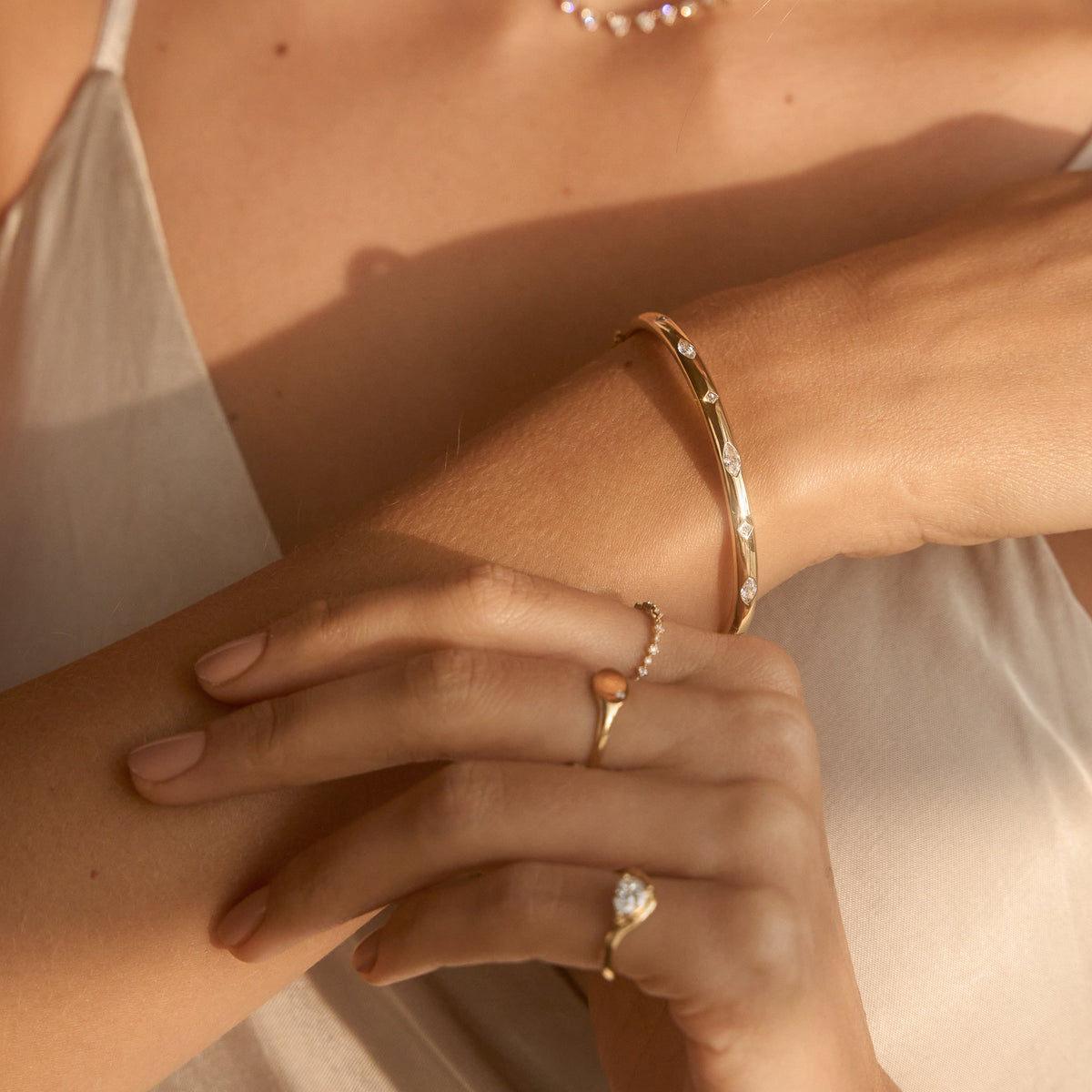 Diamond Inlay Bangle