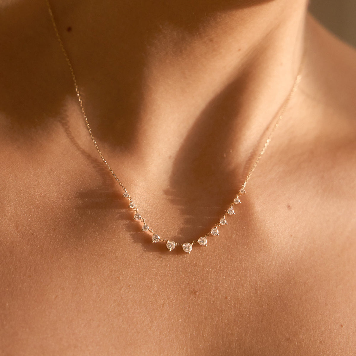 Dainty Graduated Diamond Necklace