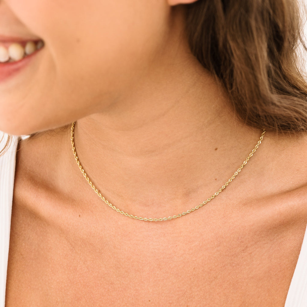 French Rope Necklace - 14k Solid Gold