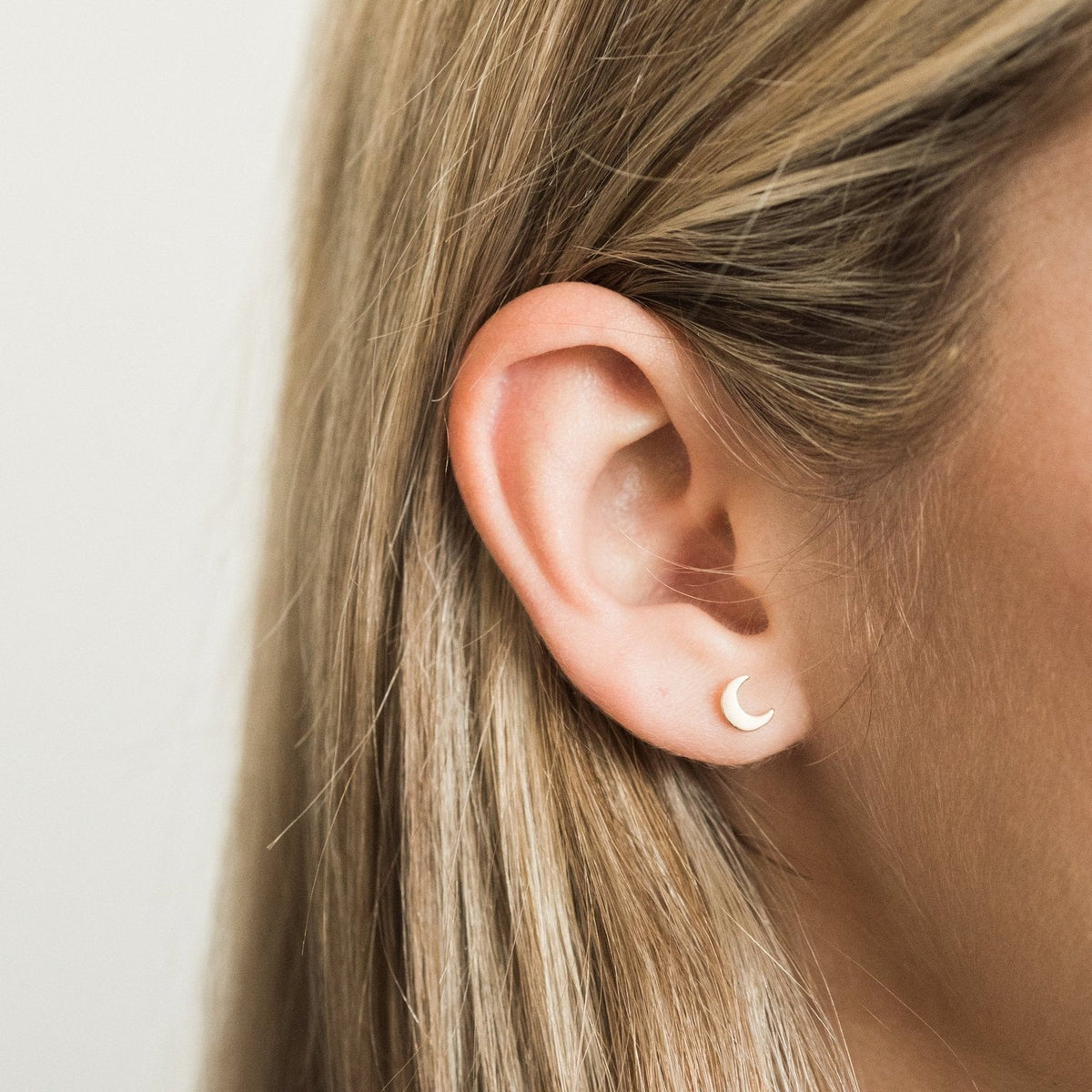 Crescent Moon Stud Earrings