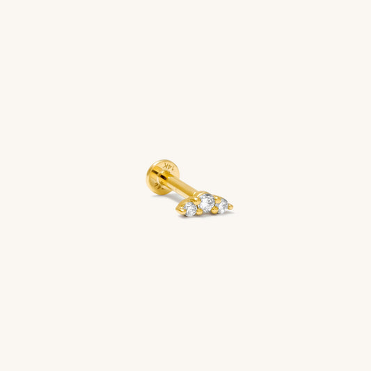 Curved Diamond Flat Back Stud Earring