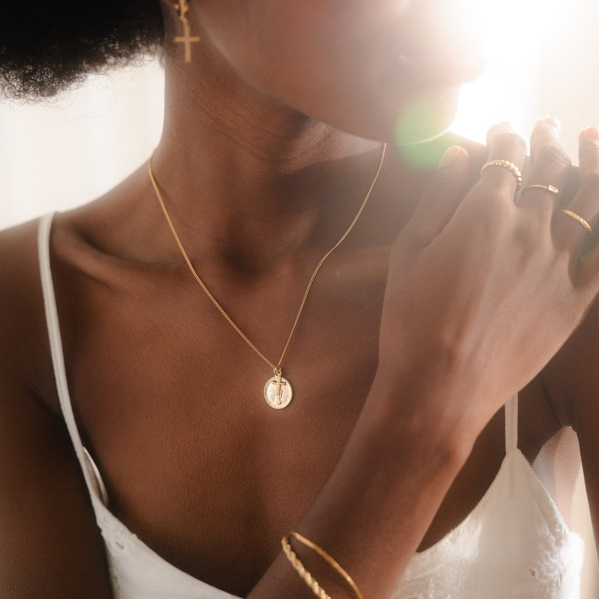 Statement Virgin Mary + Cross Necklace