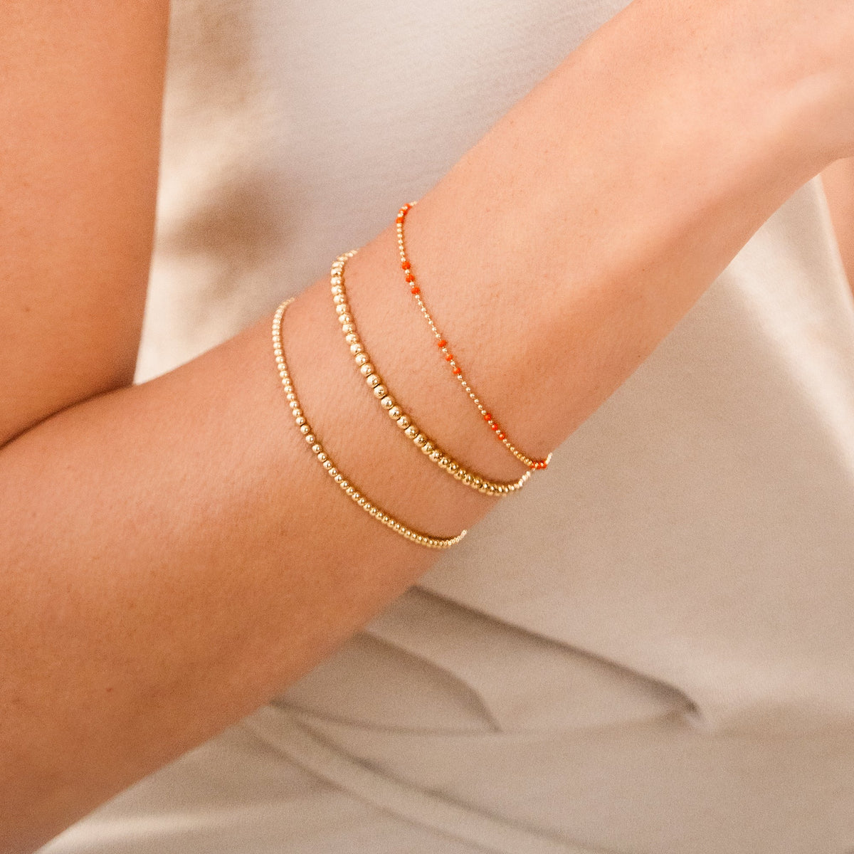 Red Enamel Ball Chain Bracelet