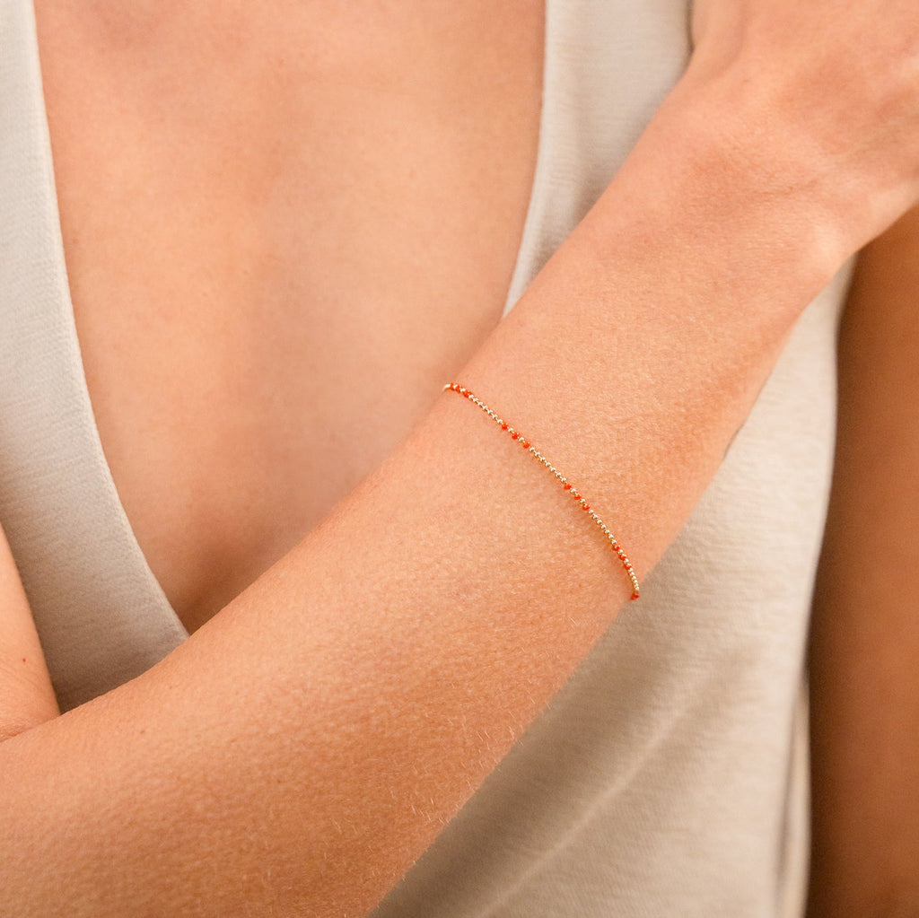 Red Enamel Ball Chain Bracelet