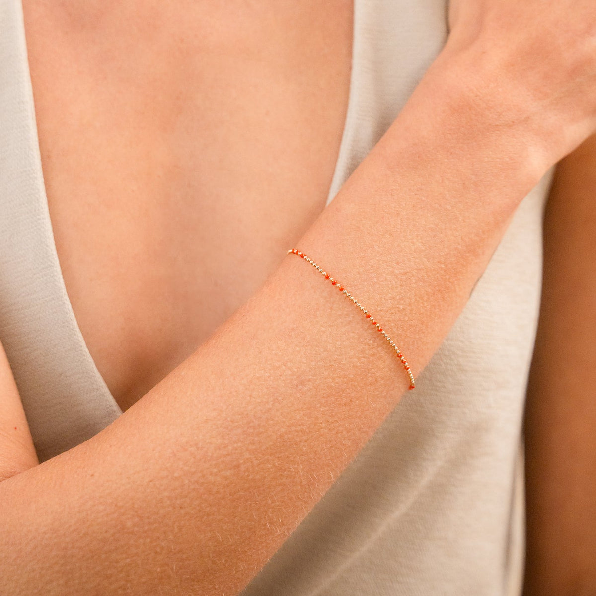 Red Enamel Ball Chain Bracelet