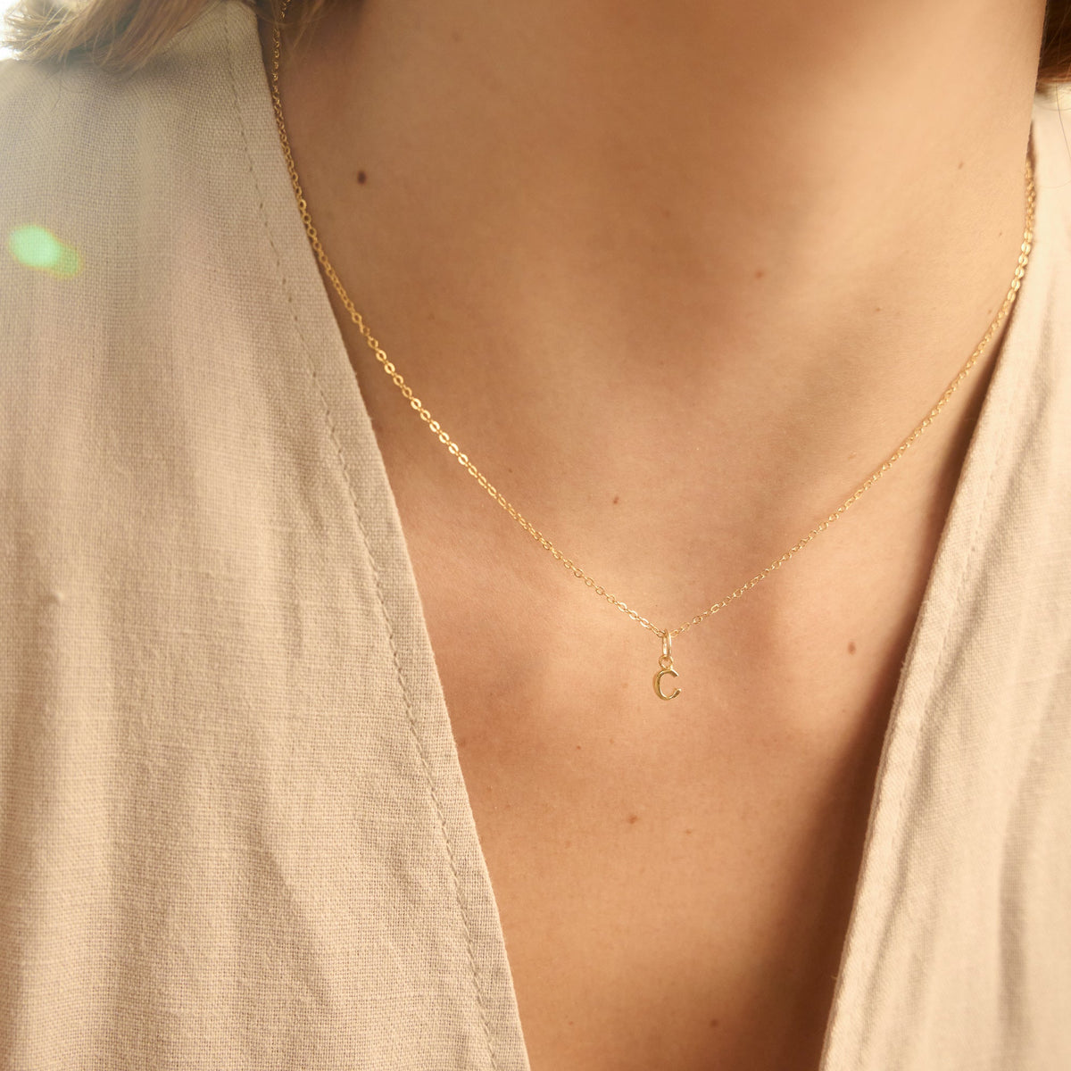 Tiny Hanging Initial Necklace