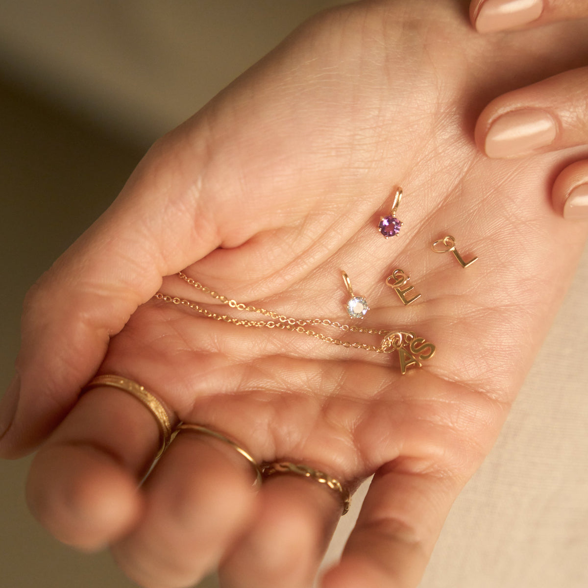 Tiny Hanging Initial Necklace