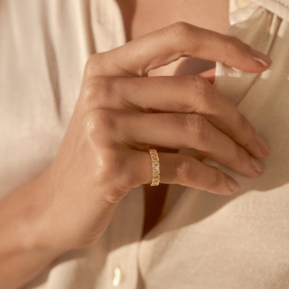 Emerald Cut Eternity Band Ring