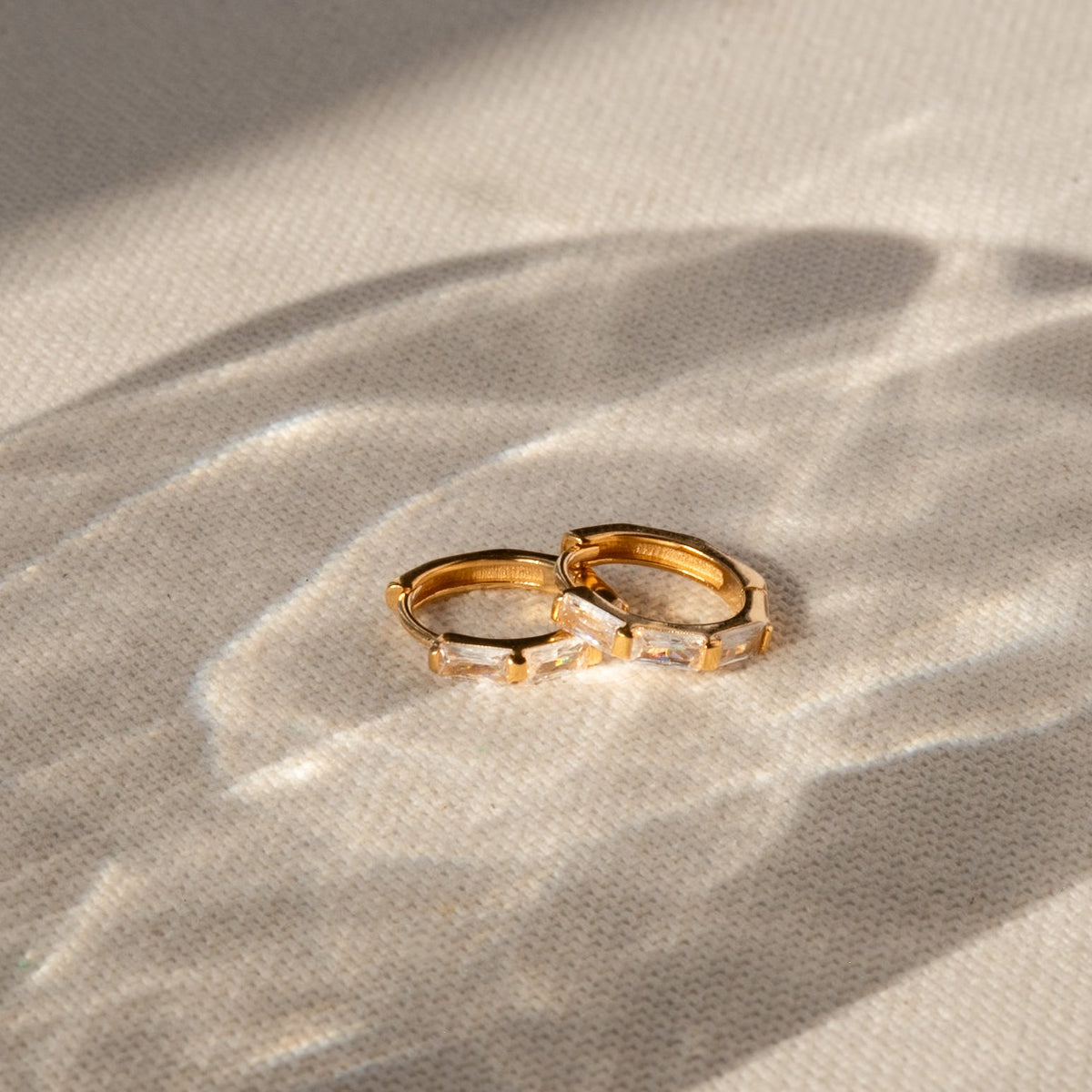 Triple Baguette Huggie Hoop Earrings