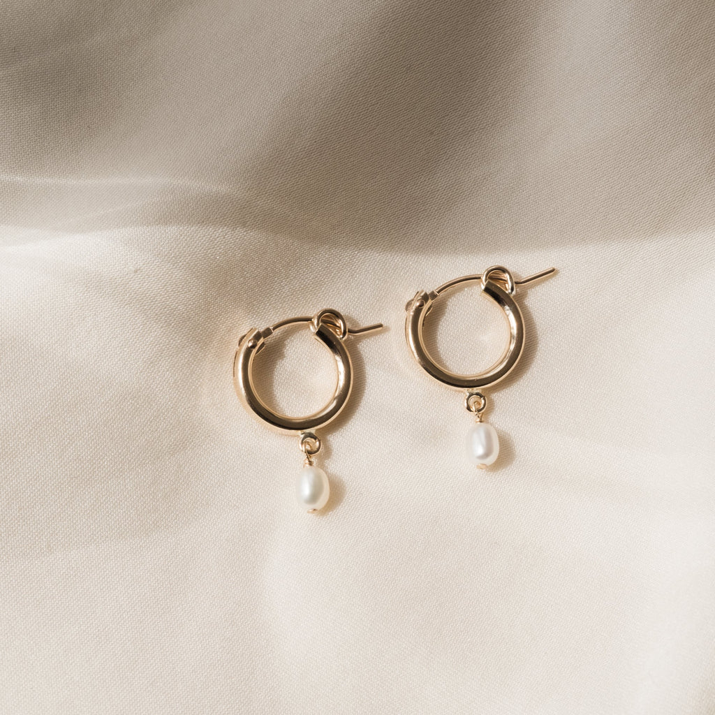 Pearl Drop Hoop Earrings