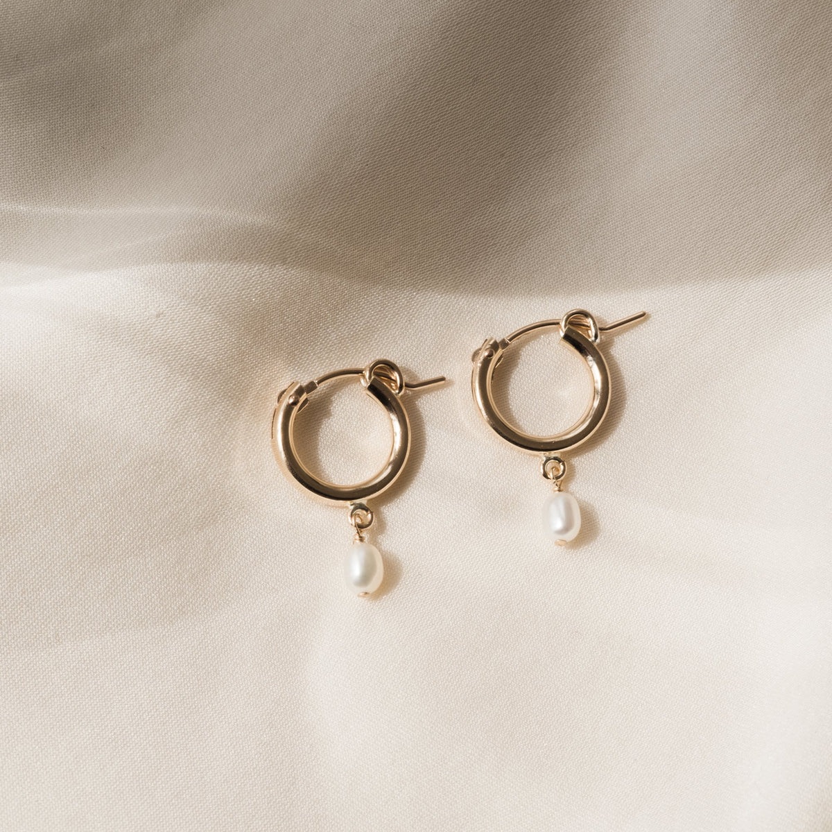 Pearl Drop Hoop Earrings