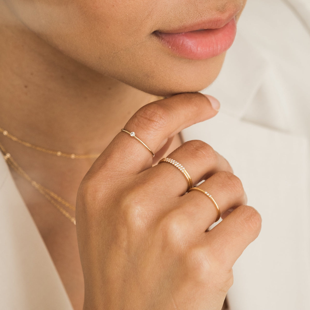 Triple Pavé CZ Stacking Ring