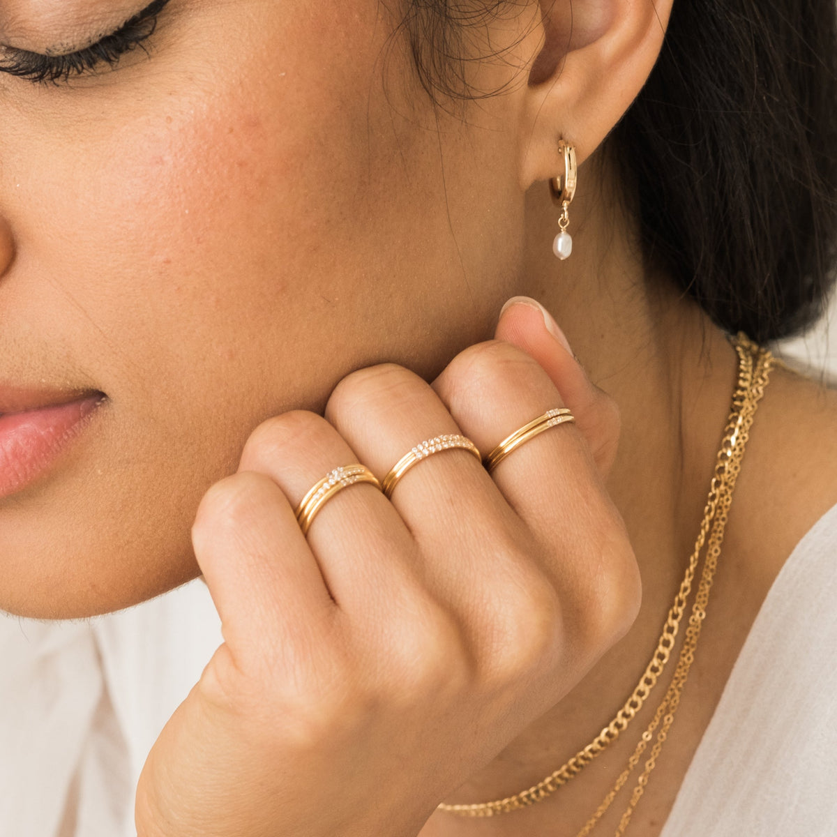 Pearl Drop Hoop Earrings