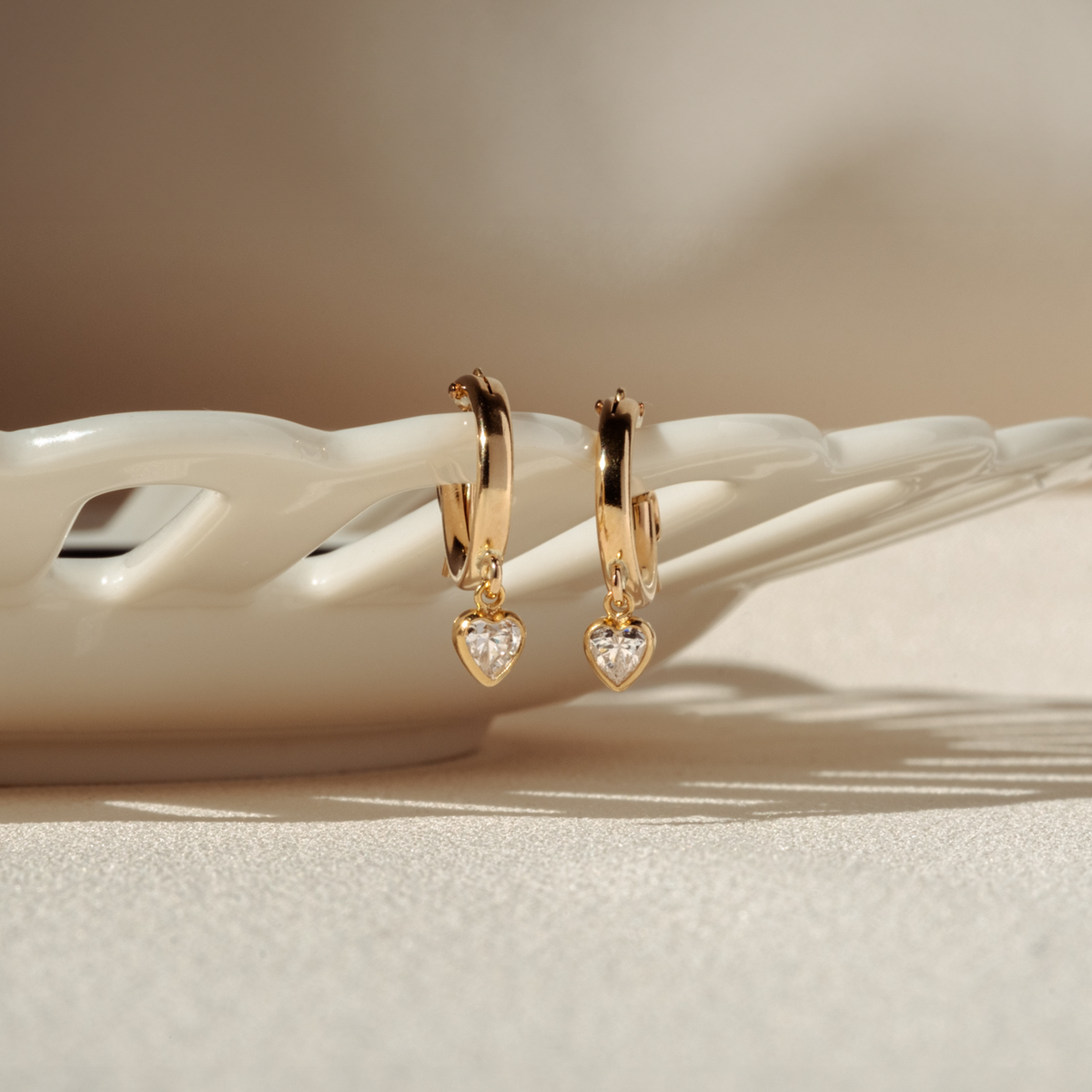 Tiny Heart CZ Hoop Earrings