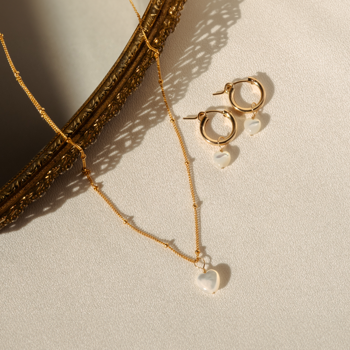 Pearl Heart Hoop Earrings