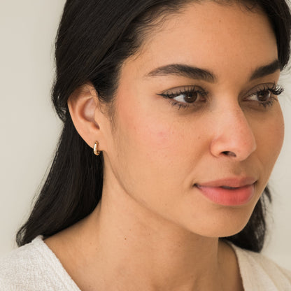 Thick Huggie Hoop Earrings - 14k Solid Gold