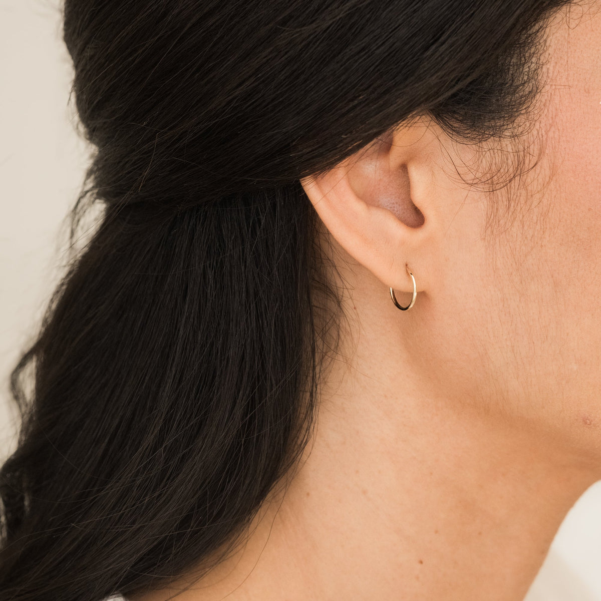 Thin Hoop Earrings - 14k Solid Gold