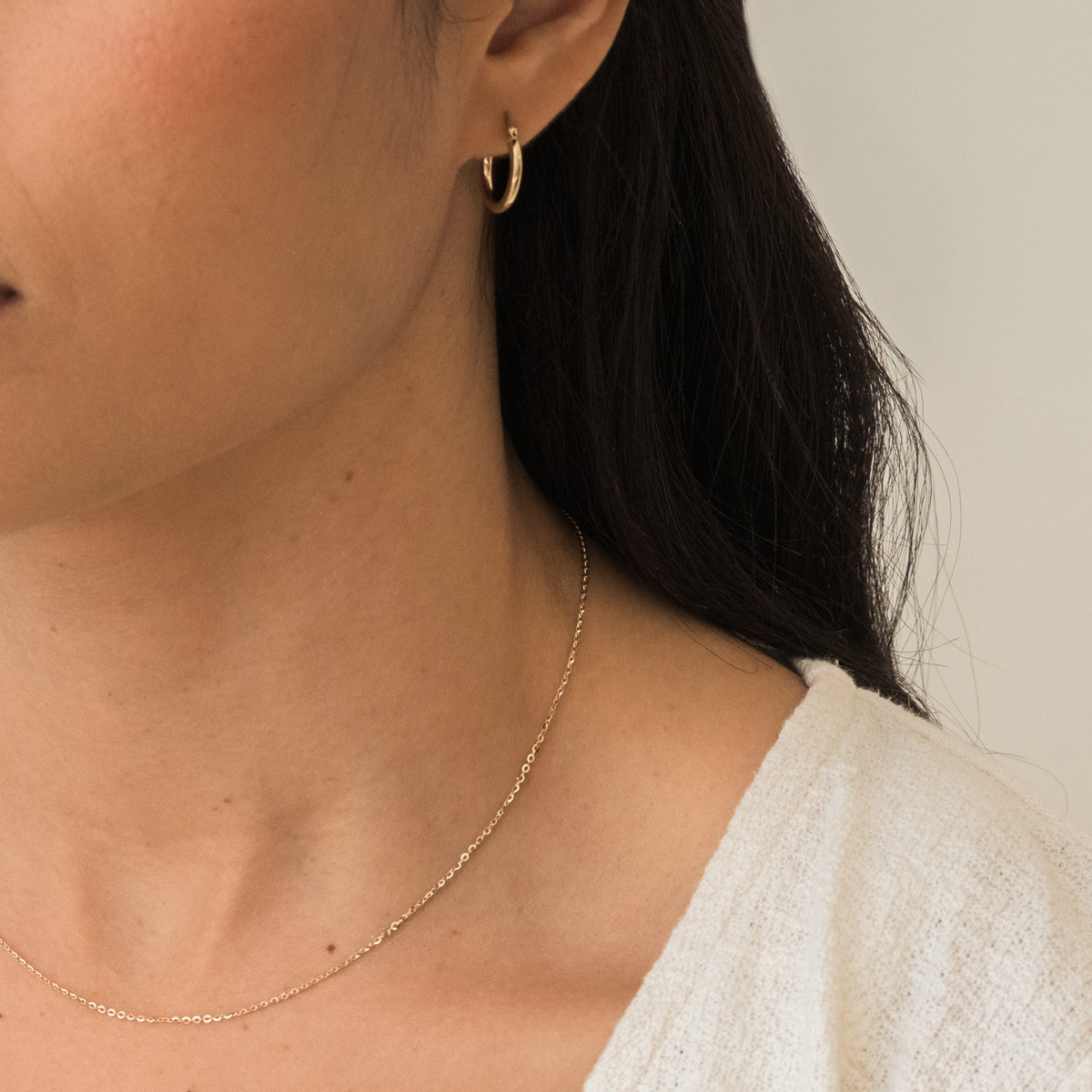 Dainty Cable Chain Necklace - 14k Solid Gold