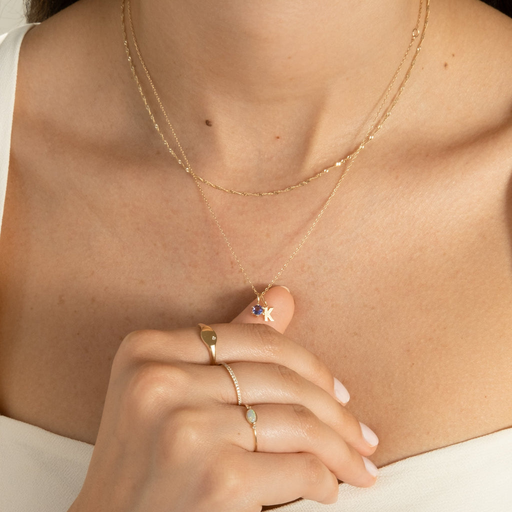 Tanzanite Charm (December Birthstone) - 14k Solid Gold