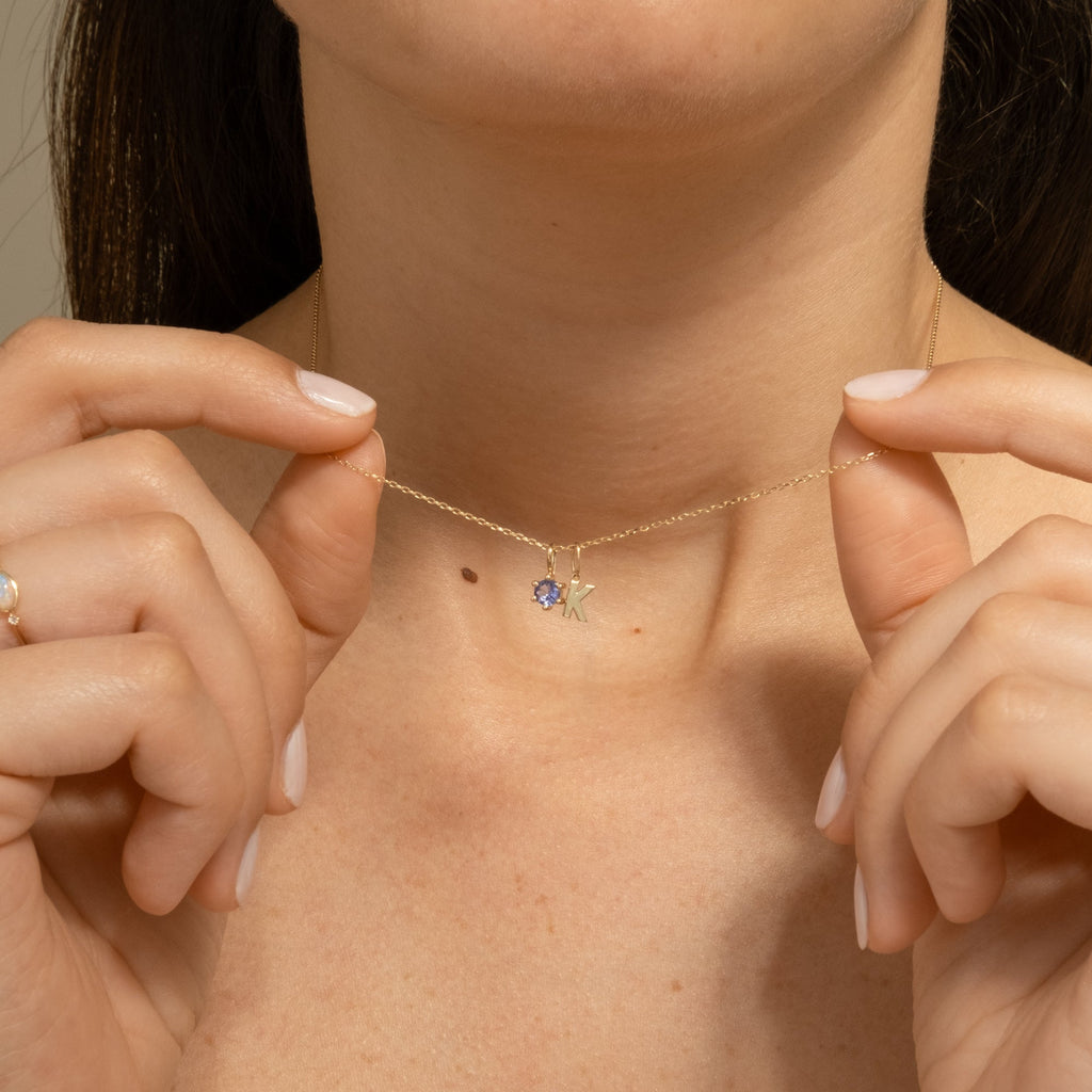 Tanzanite Charm (December Birthstone) - 14k Solid Gold